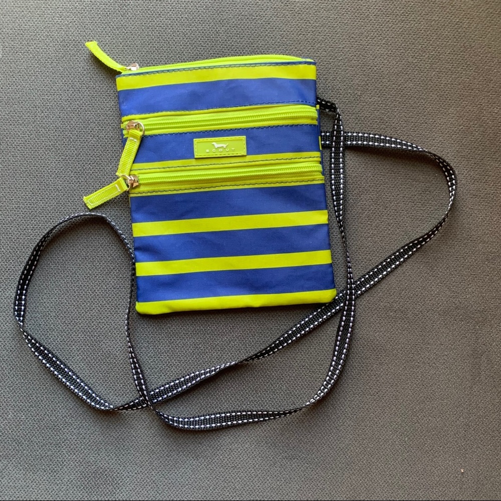 New Scout striped blue & lime green crossbody bag